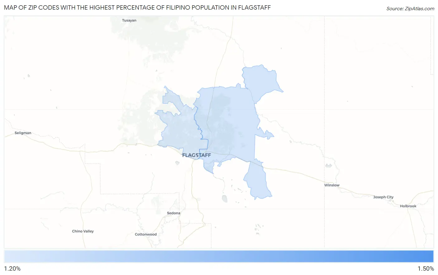 Zip Codes with the Highest Percentage of Filipino Population in Flagstaff Map