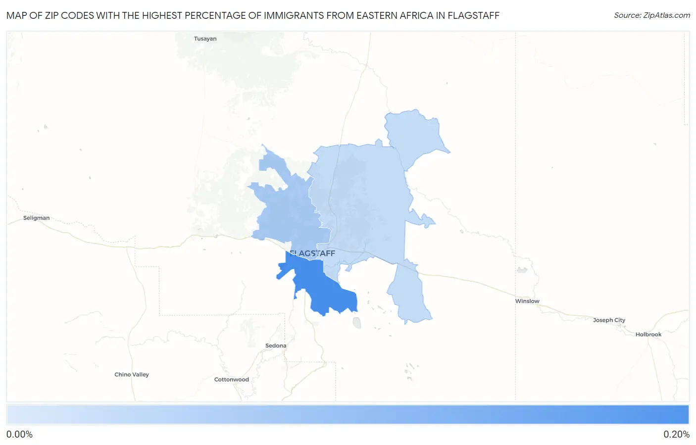 Zip Codes with the Highest Percentage of Immigrants from Eastern Africa in Flagstaff Map