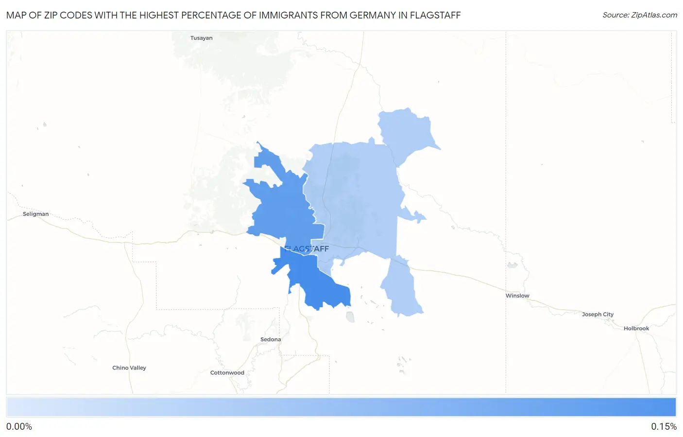 Zip Codes with the Highest Percentage of Immigrants from Germany in Flagstaff Map