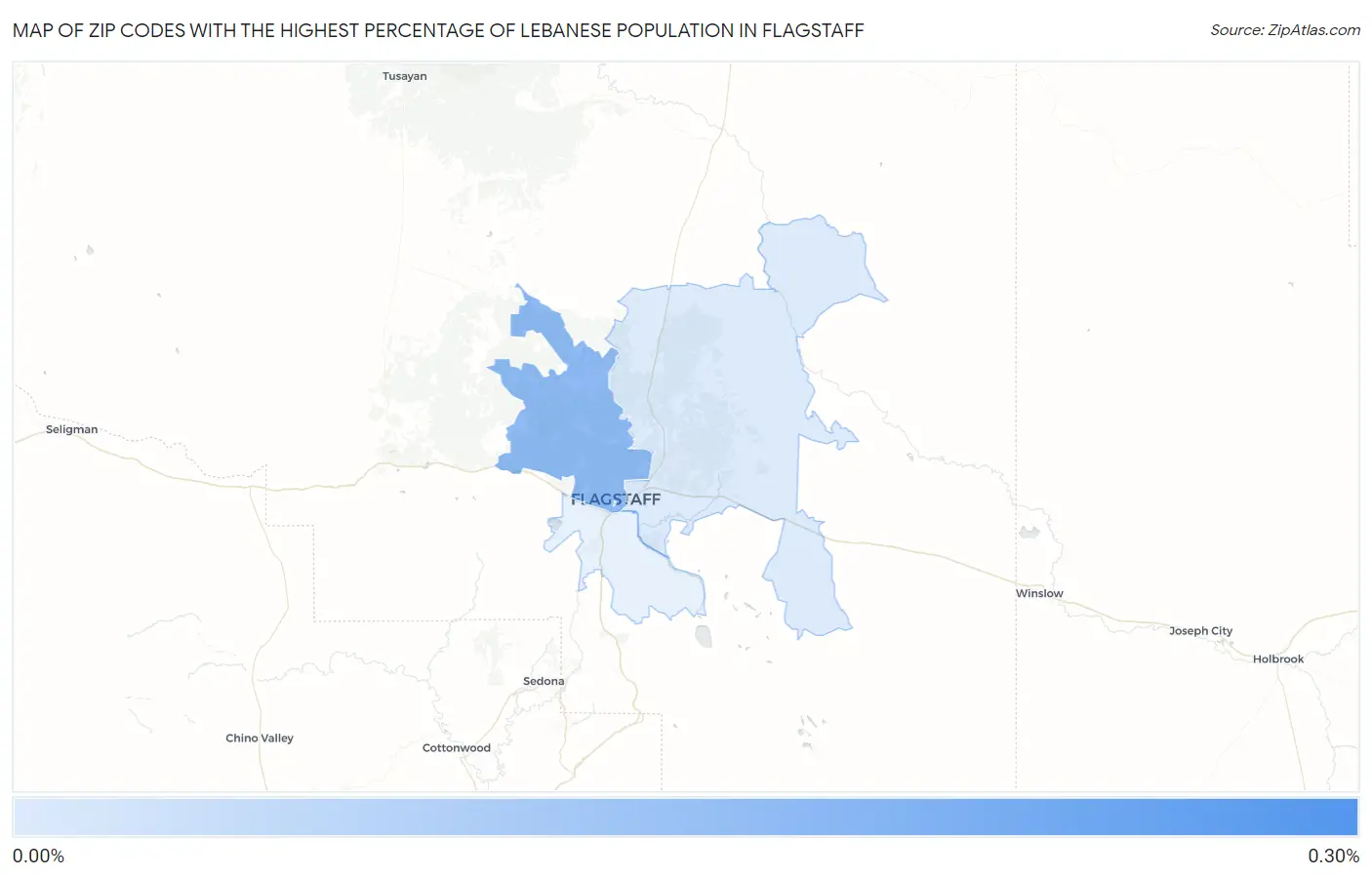 Zip Codes with the Highest Percentage of Lebanese Population in Flagstaff Map