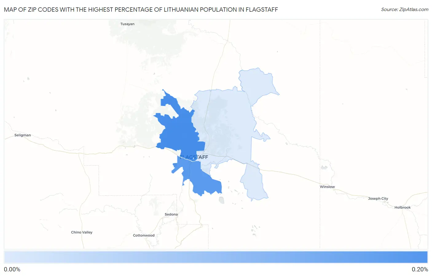 Zip Codes with the Highest Percentage of Lithuanian Population in Flagstaff Map