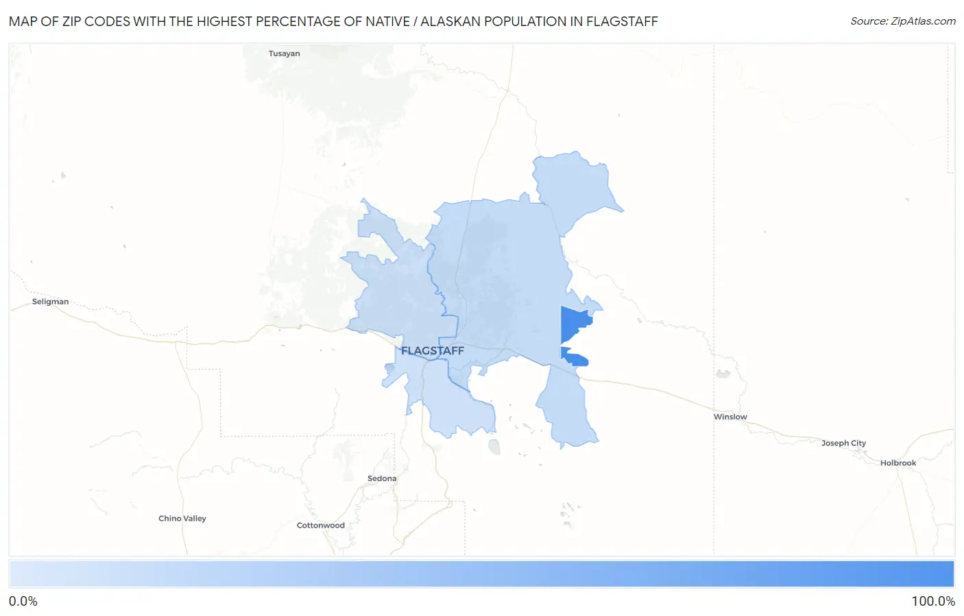 Zip Codes with the Highest Percentage of Native / Alaskan Population in Flagstaff Map