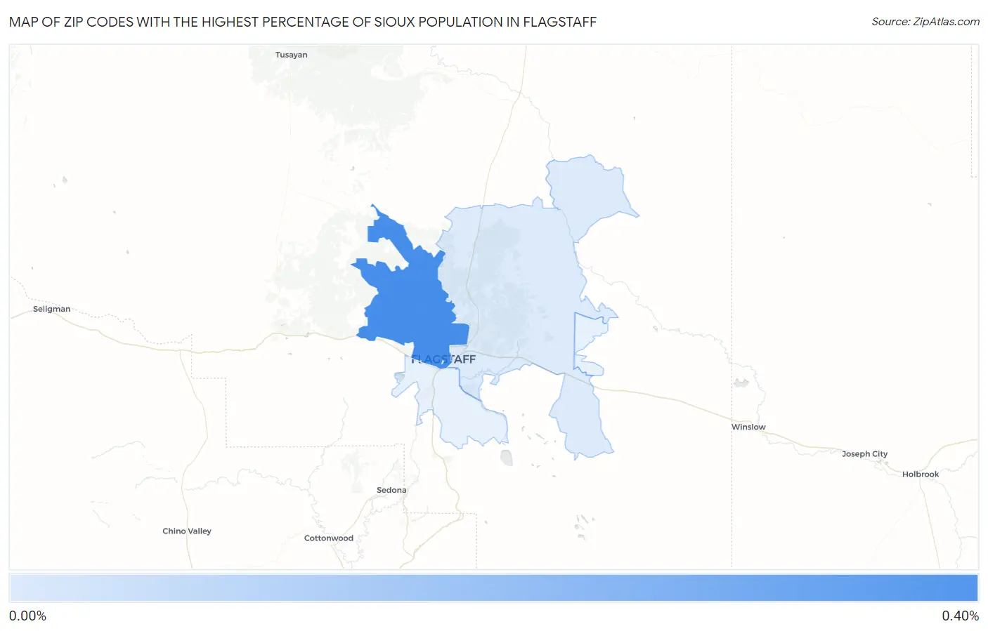 Zip Codes with the Highest Percentage of Sioux Population in Flagstaff Map