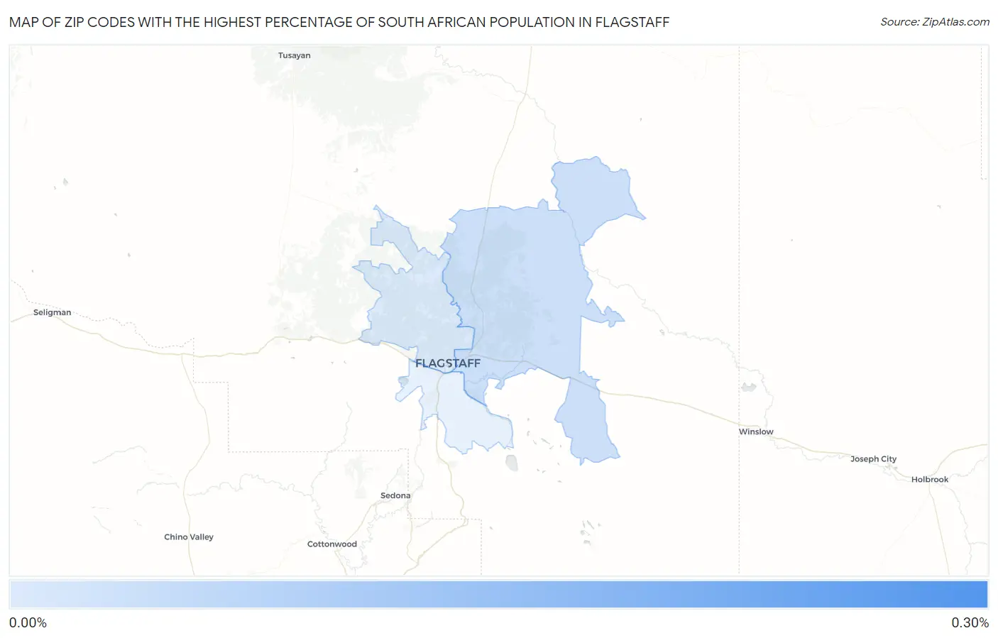 Zip Codes with the Highest Percentage of South African Population in Flagstaff Map