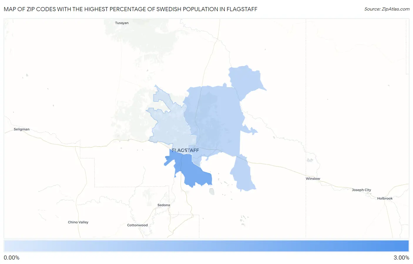 Zip Codes with the Highest Percentage of Swedish Population in Flagstaff Map
