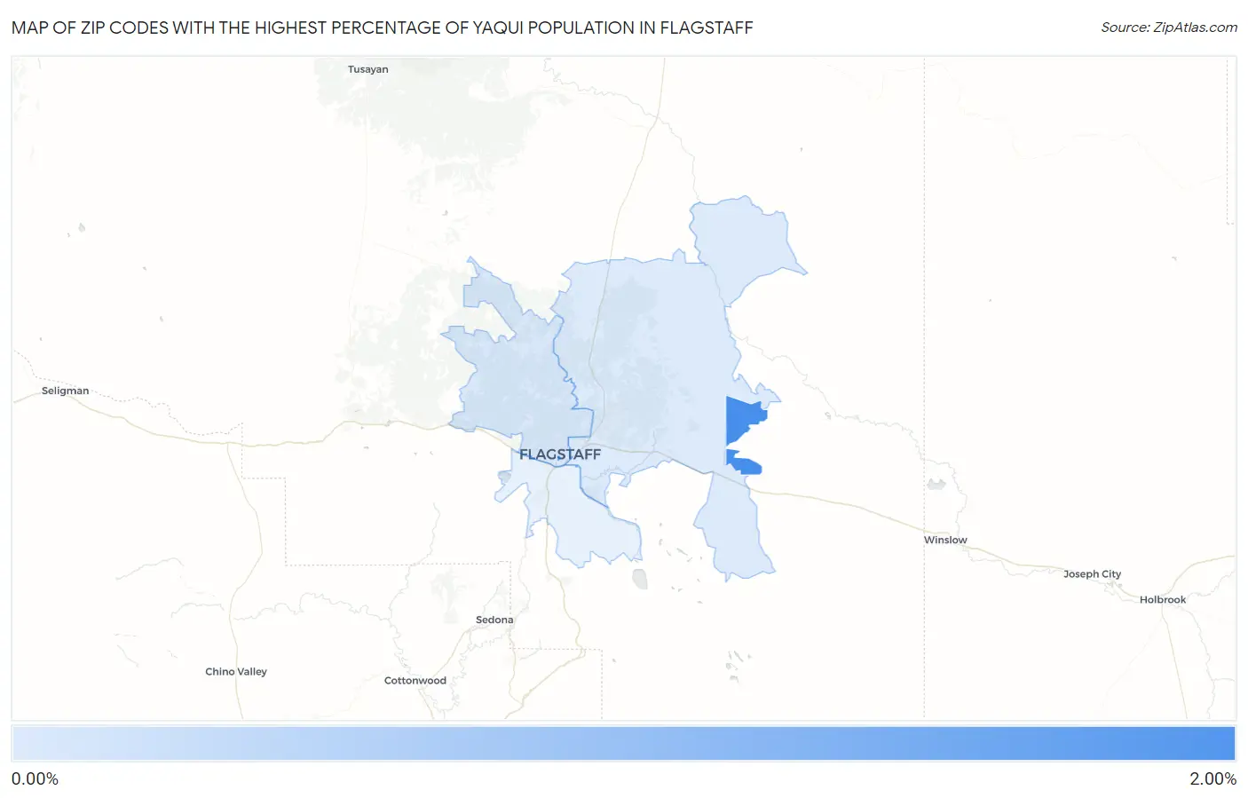 Zip Codes with the Highest Percentage of Yaqui Population in Flagstaff Map
