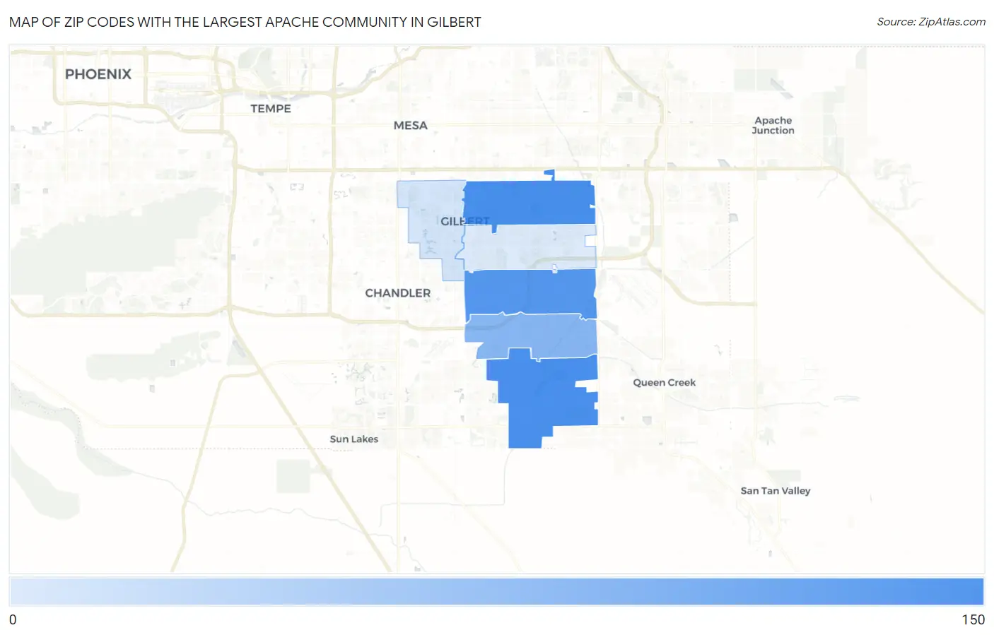 Zip Codes with the Largest Apache Community in Gilbert Map