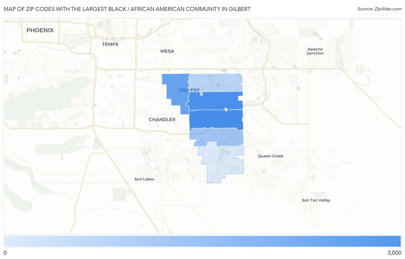 Zip Codes with the Largest Black / African American Community in Gilbert Map