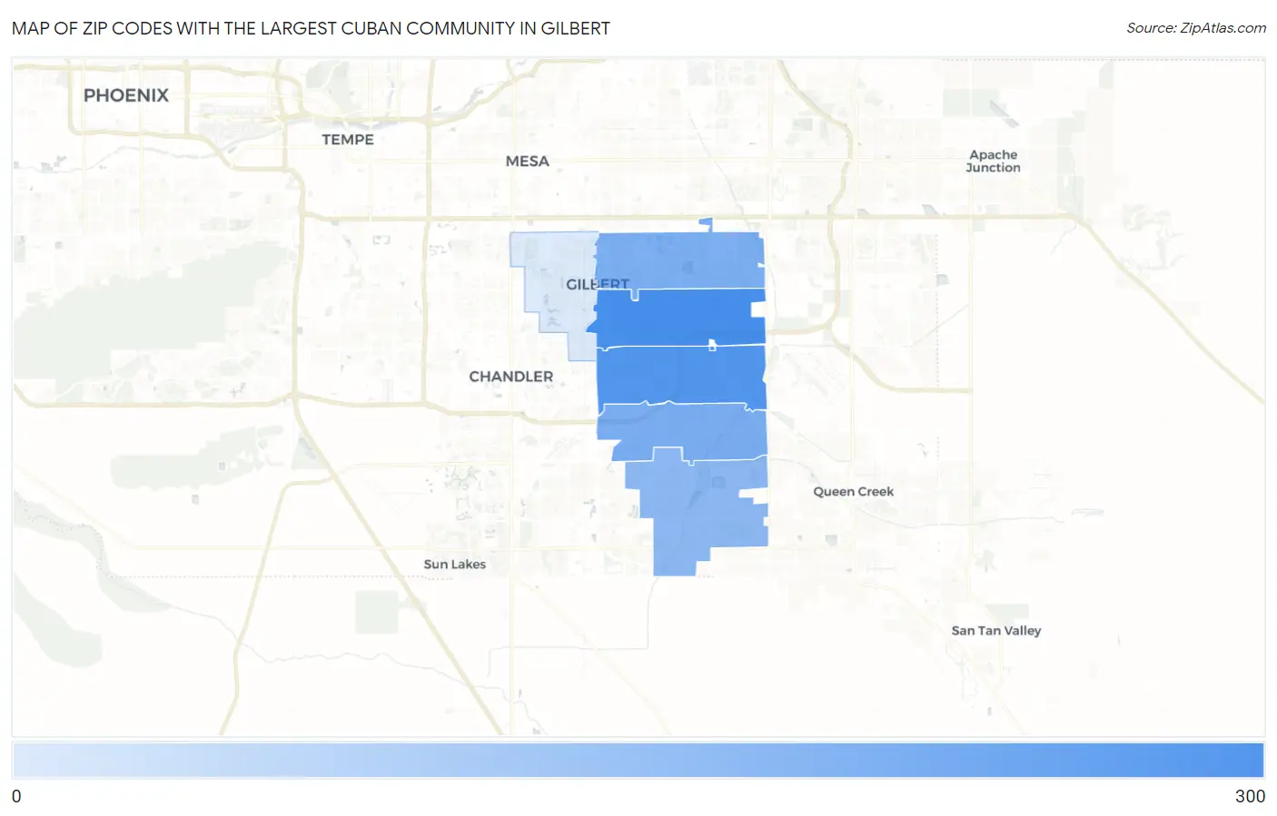 Zip Codes with the Largest Cuban Community in Gilbert Map