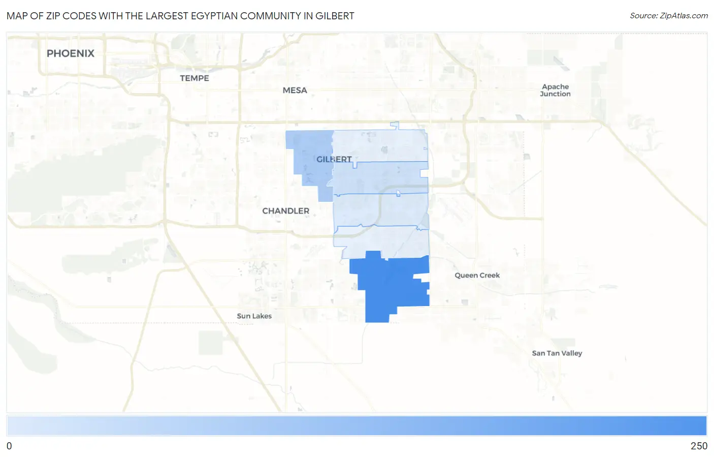 Zip Codes with the Largest Egyptian Community in Gilbert Map