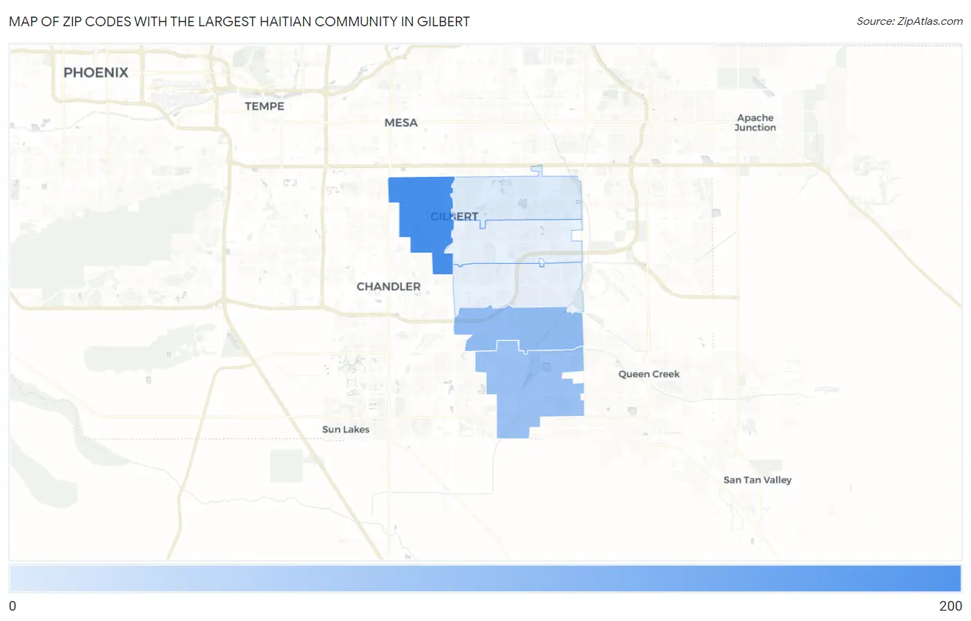 Zip Codes with the Largest Haitian Community in Gilbert Map