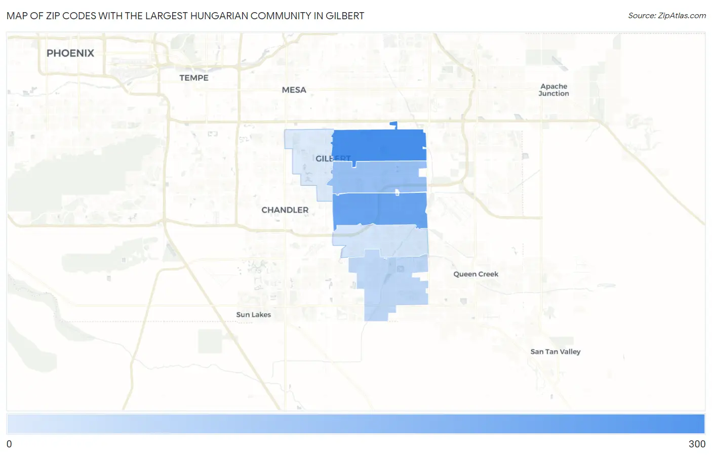 Zip Codes with the Largest Hungarian Community in Gilbert Map