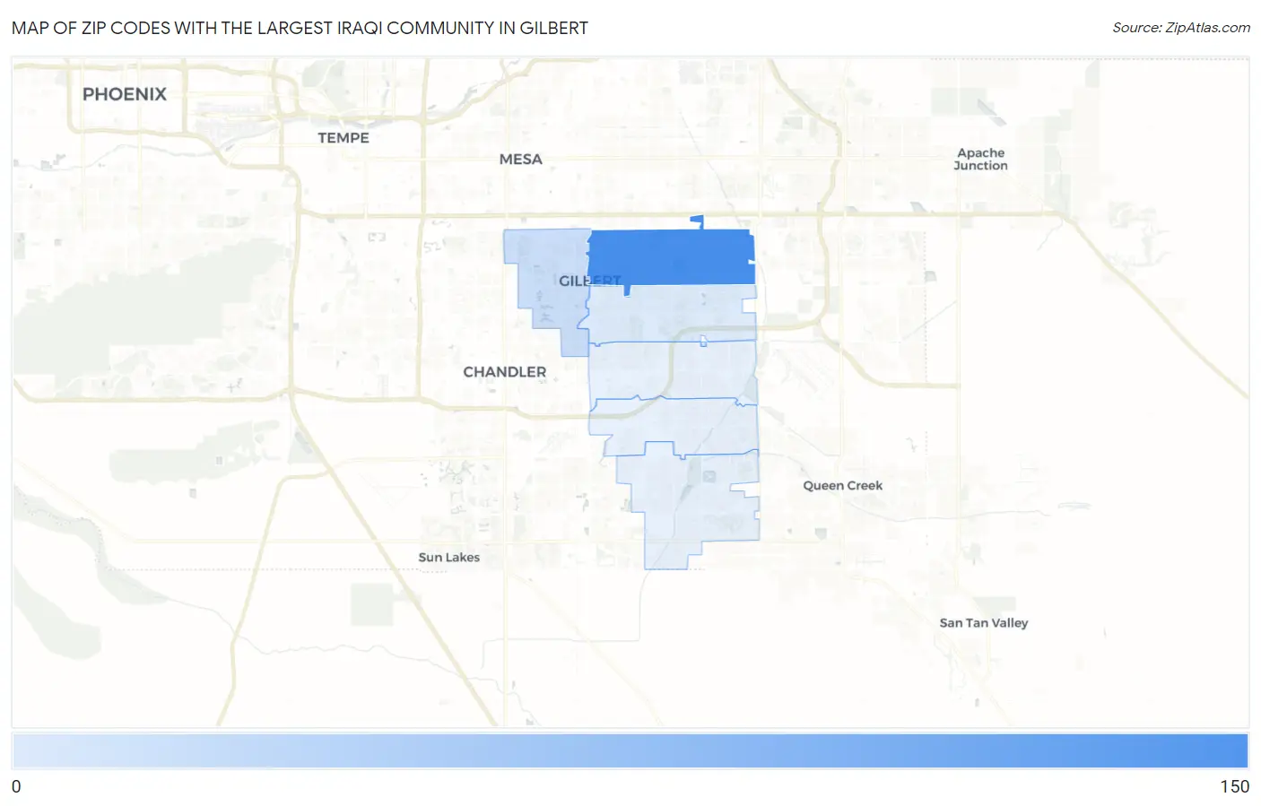 Zip Codes with the Largest Iraqi Community in Gilbert Map