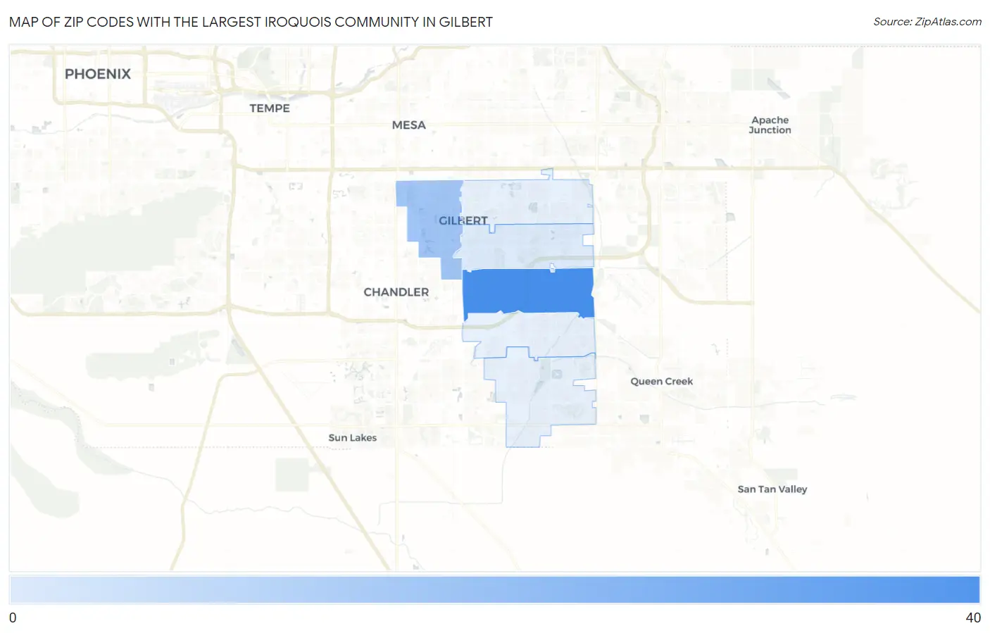 Zip Codes with the Largest Iroquois Community in Gilbert Map