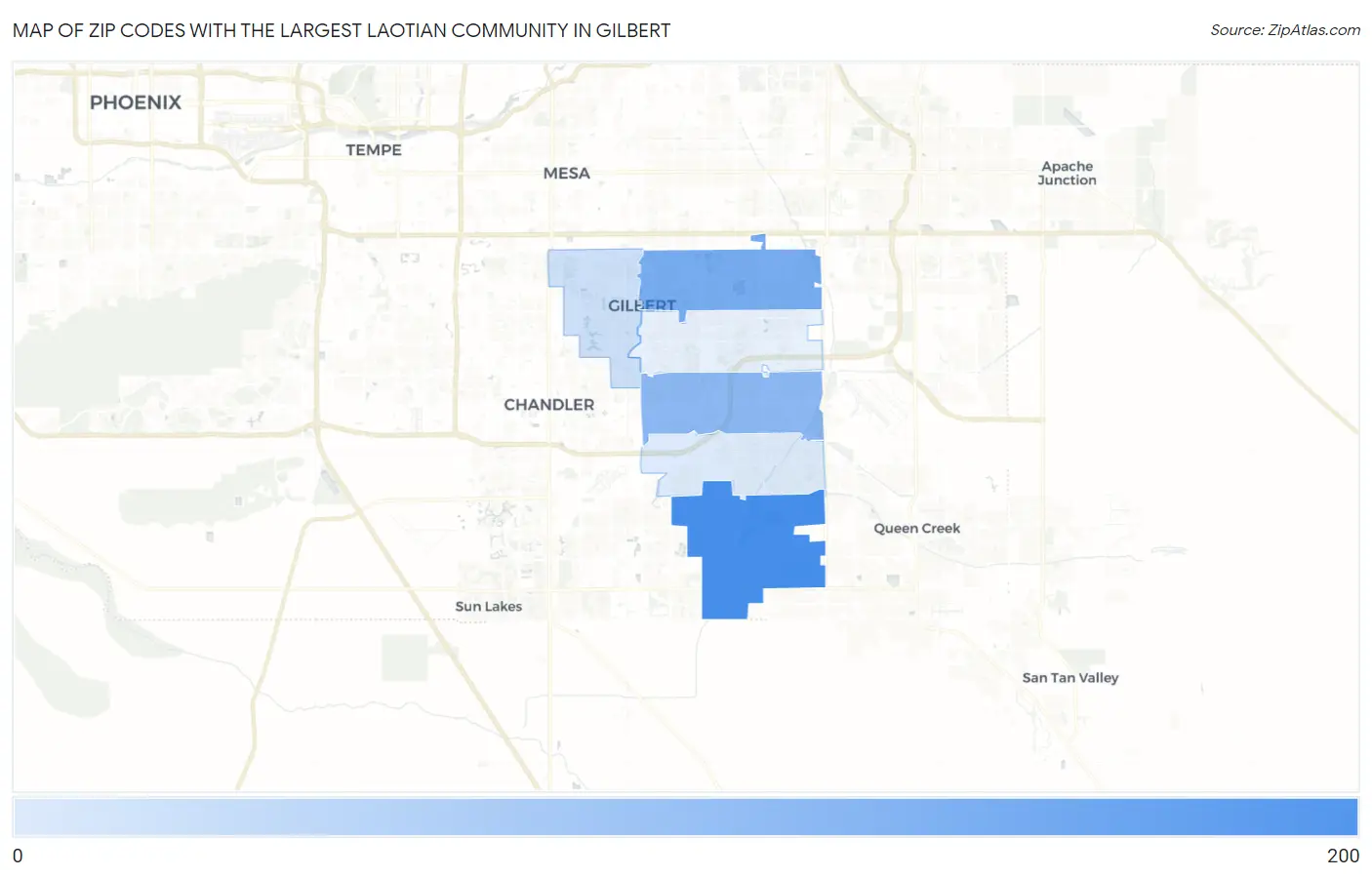 Zip Codes with the Largest Laotian Community in Gilbert Map