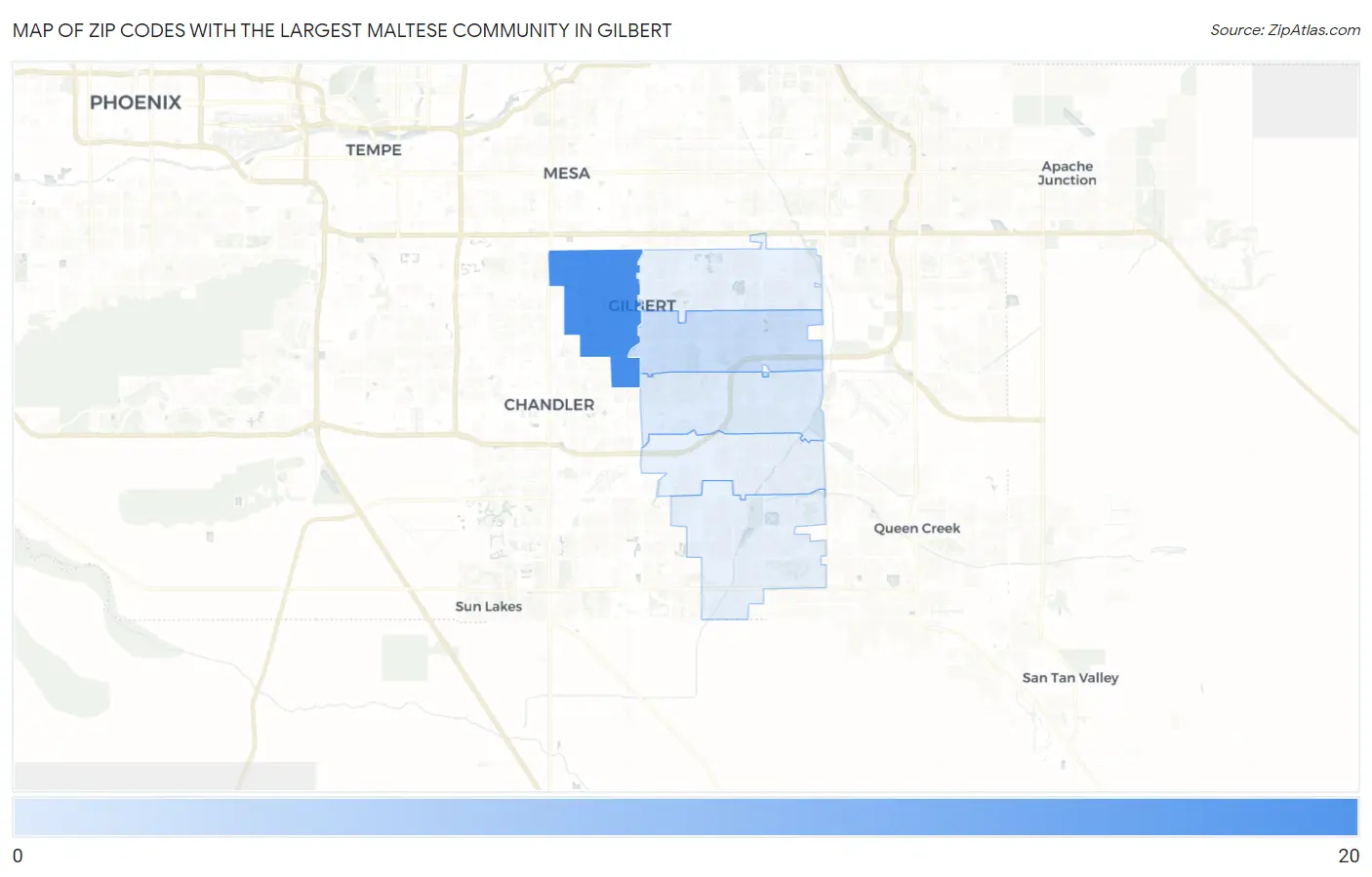 Zip Codes with the Largest Maltese Community in Gilbert Map