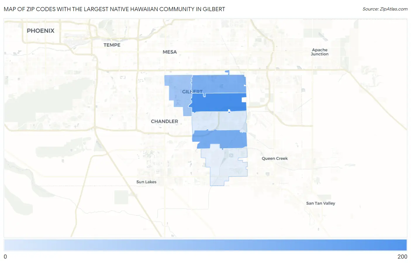 Zip Codes with the Largest Native Hawaiian Community in Gilbert Map
