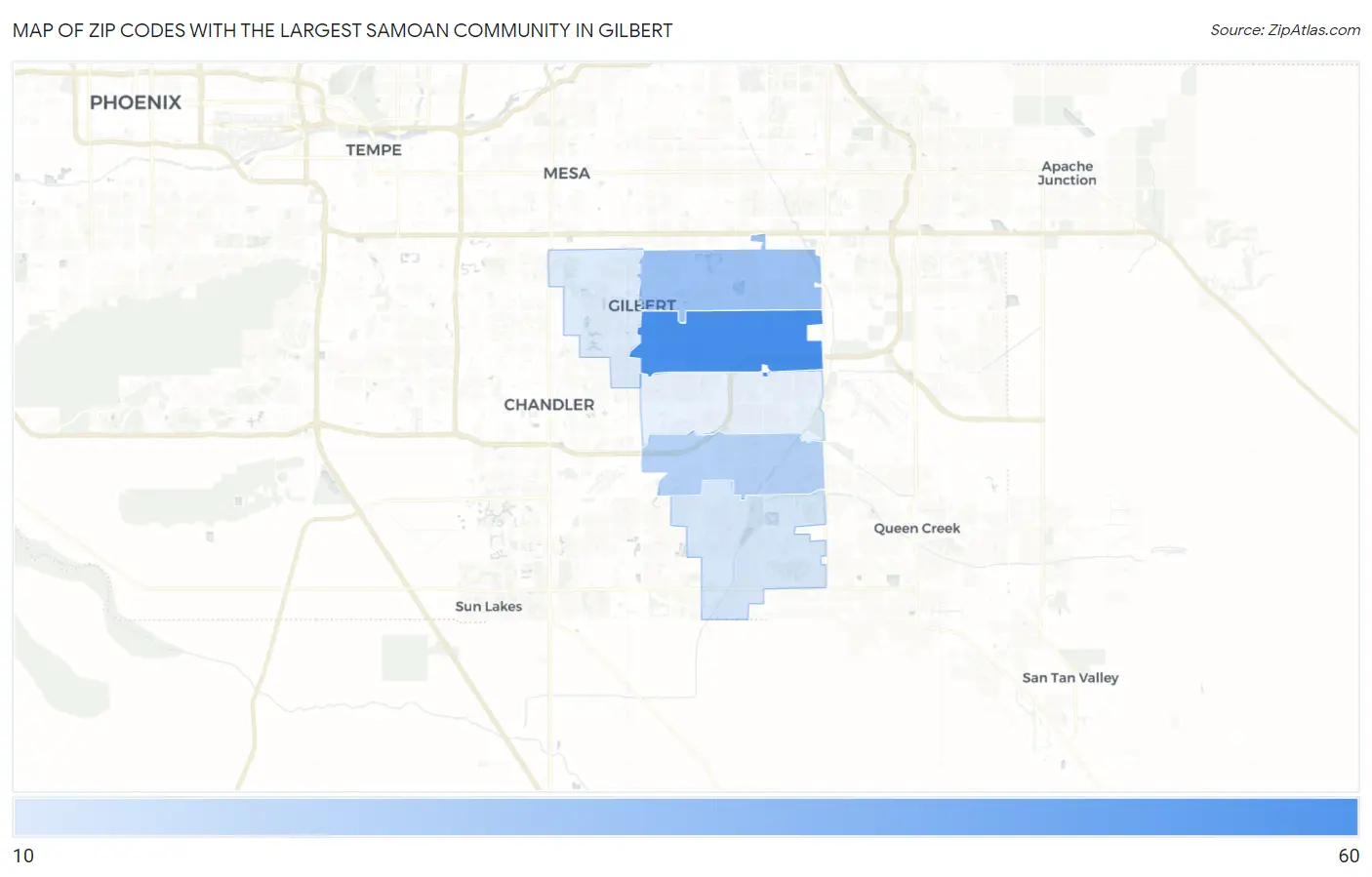 Zip Codes with the Largest Samoan Community in Gilbert Map