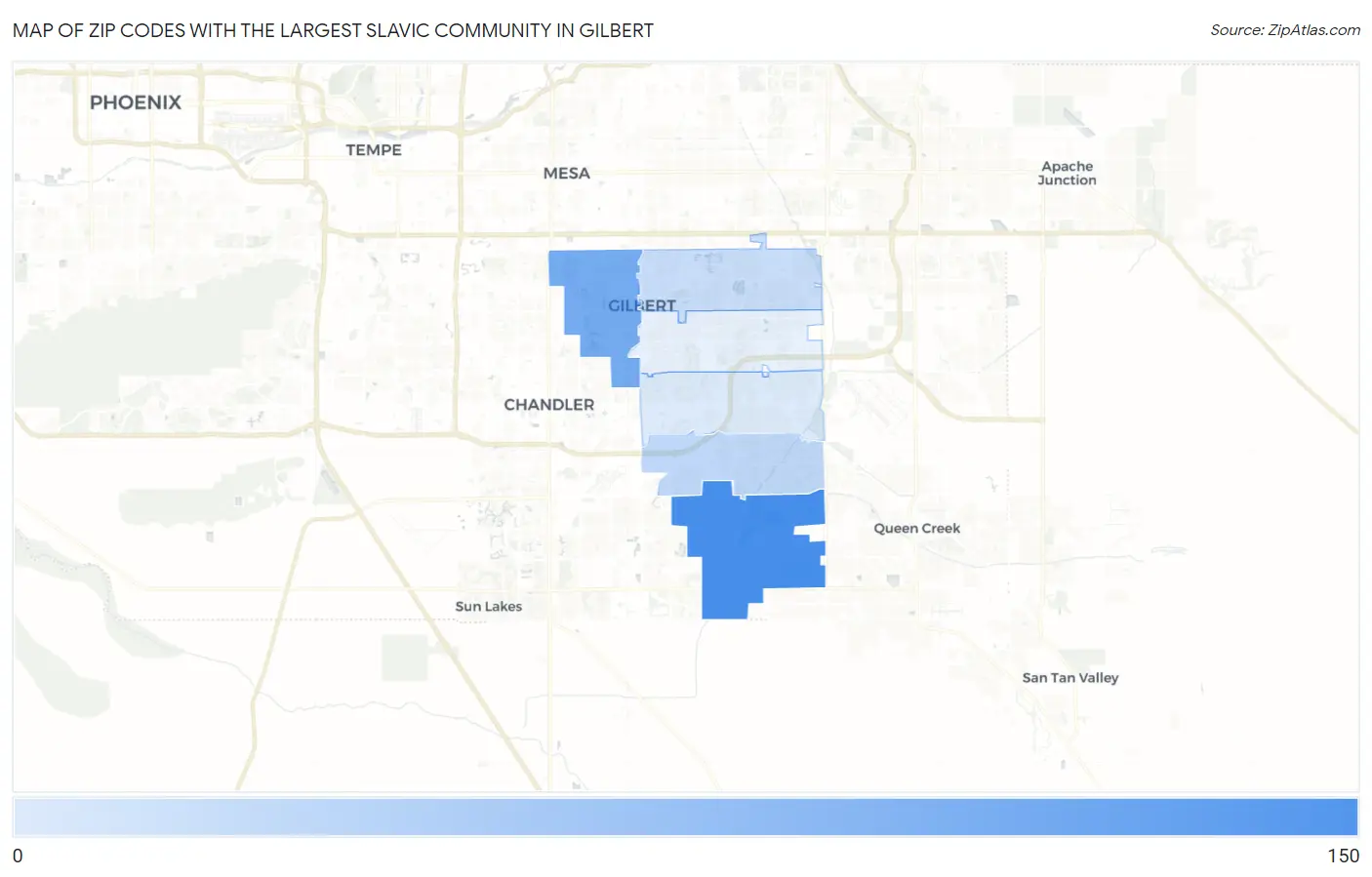 Zip Codes with the Largest Slavic Community in Gilbert Map