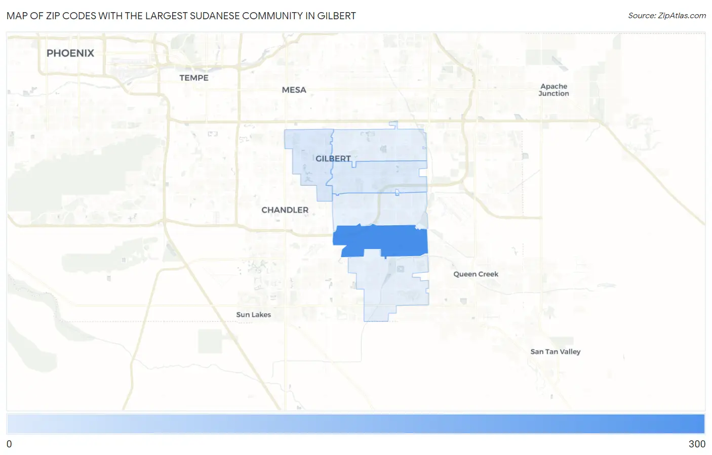 Zip Codes with the Largest Sudanese Community in Gilbert Map