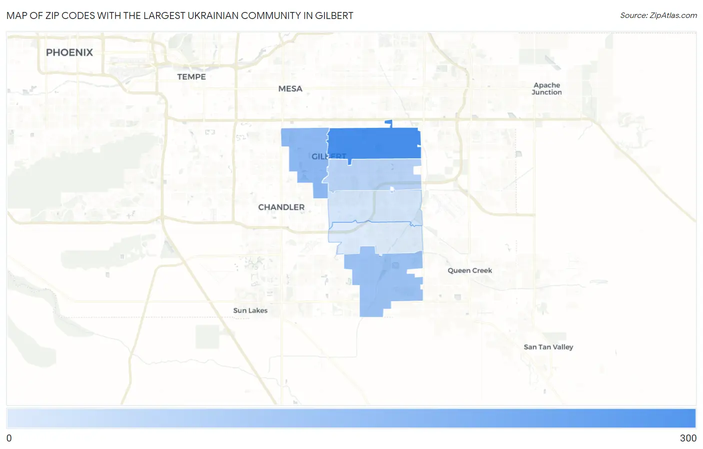 Zip Codes with the Largest Ukrainian Community in Gilbert Map