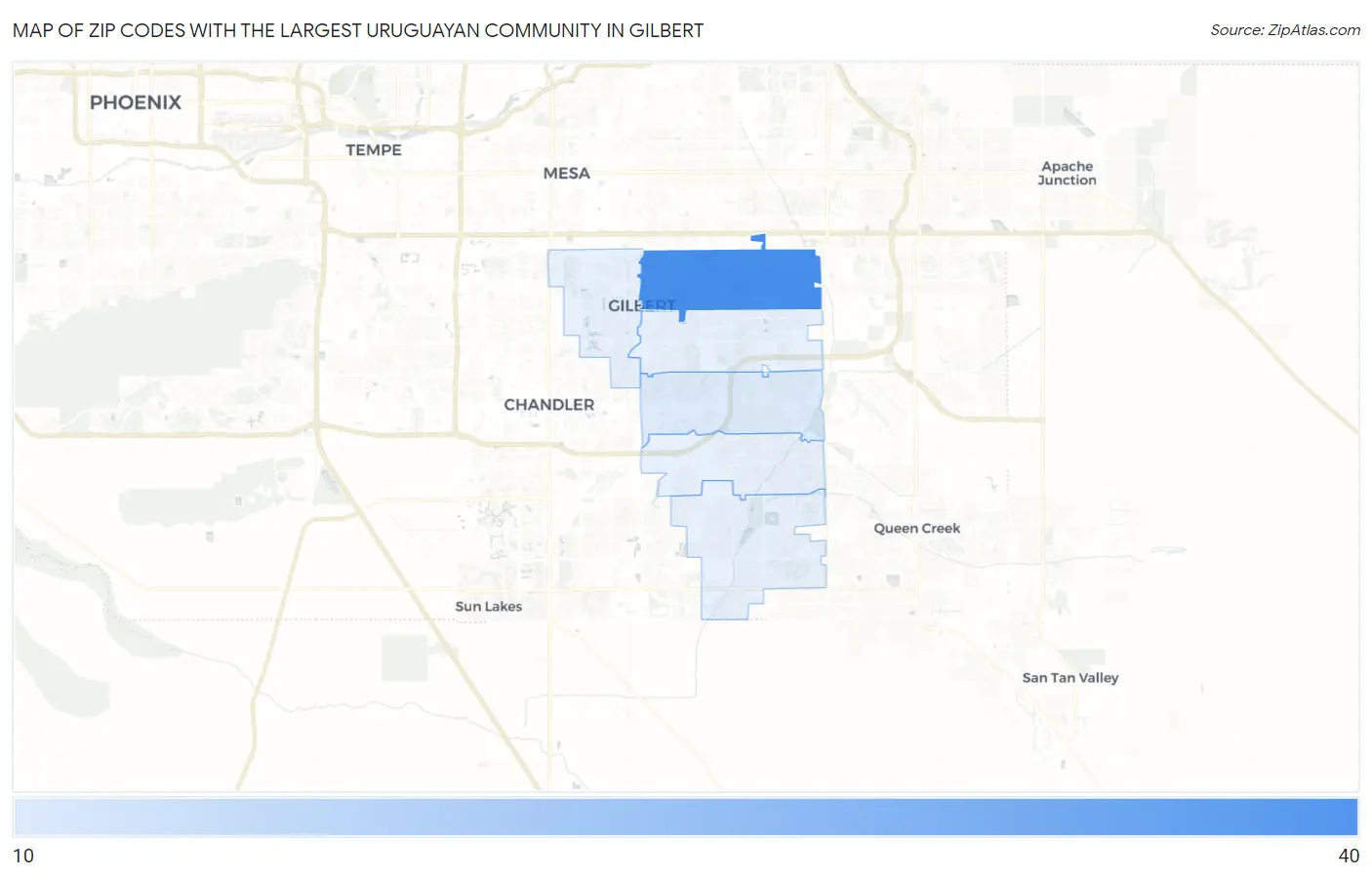 Zip Codes with the Largest Uruguayan Community in Gilbert Map