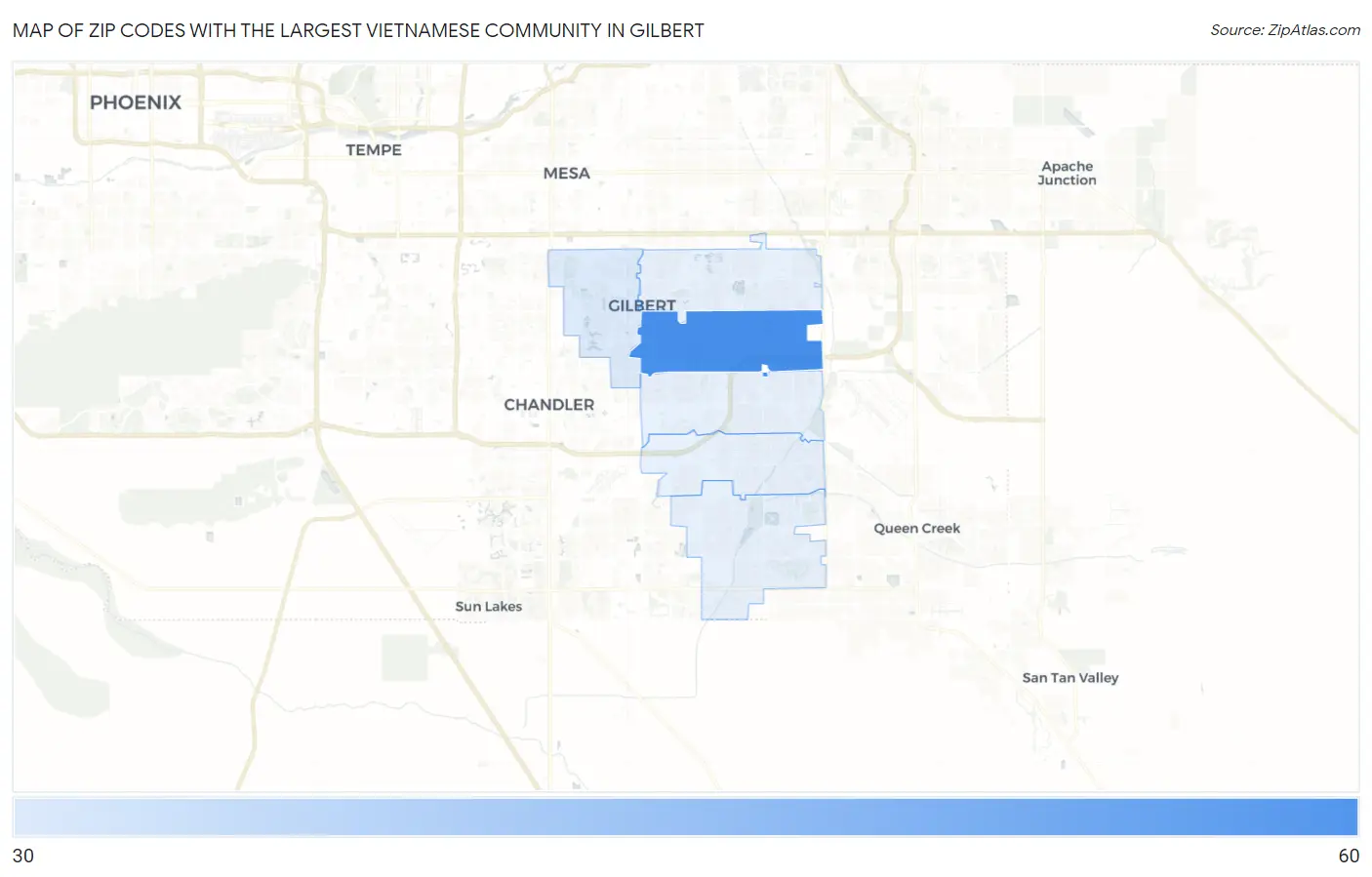 Zip Codes with the Largest Vietnamese Community in Gilbert Map
