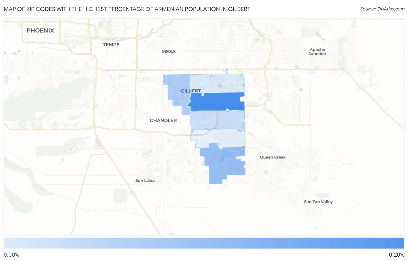 Zip Codes with the Highest Percentage of Armenian Population in Gilbert Map