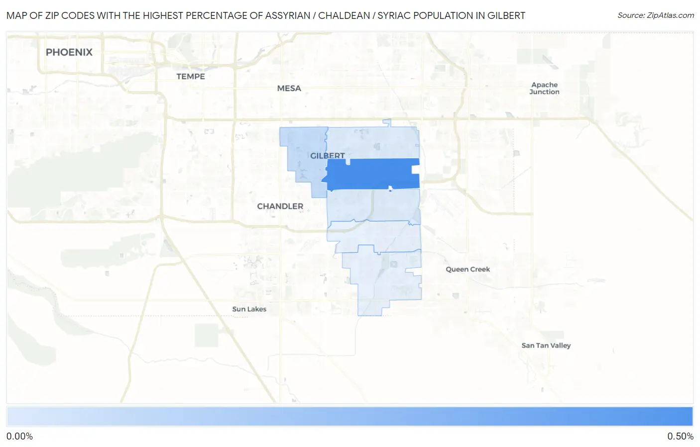 Zip Codes with the Highest Percentage of Assyrian / Chaldean / Syriac Population in Gilbert Map