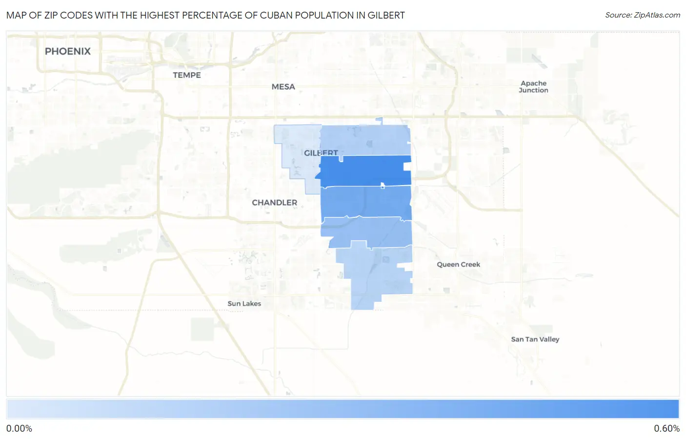 Zip Codes with the Highest Percentage of Cuban Population in Gilbert Map