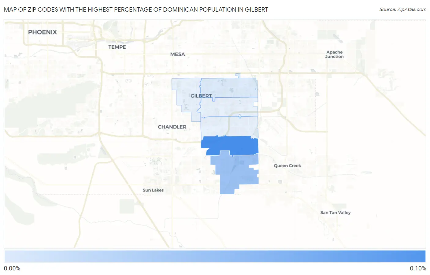 Zip Codes with the Highest Percentage of Dominican Population in Gilbert Map