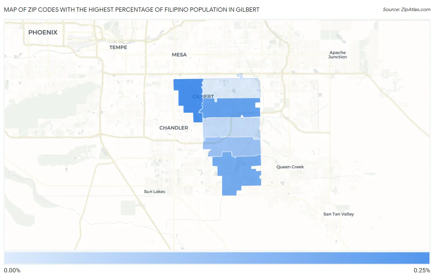 Zip Codes with the Highest Percentage of Filipino Population in Gilbert Map