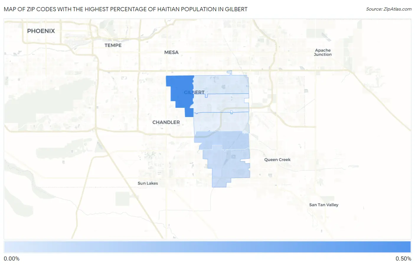 Zip Codes with the Highest Percentage of Haitian Population in Gilbert Map