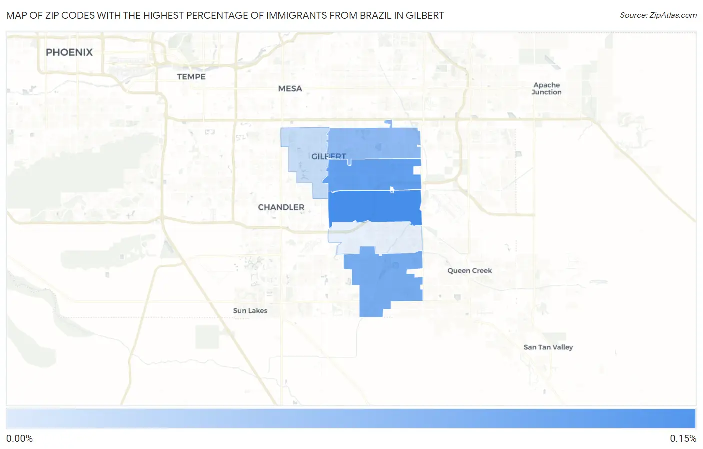Zip Codes with the Highest Percentage of Immigrants from Brazil in Gilbert Map