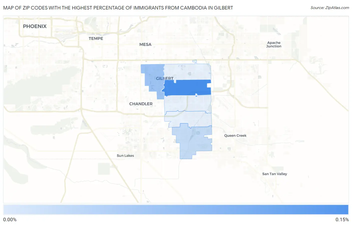 Zip Codes with the Highest Percentage of Immigrants from Cambodia in Gilbert Map