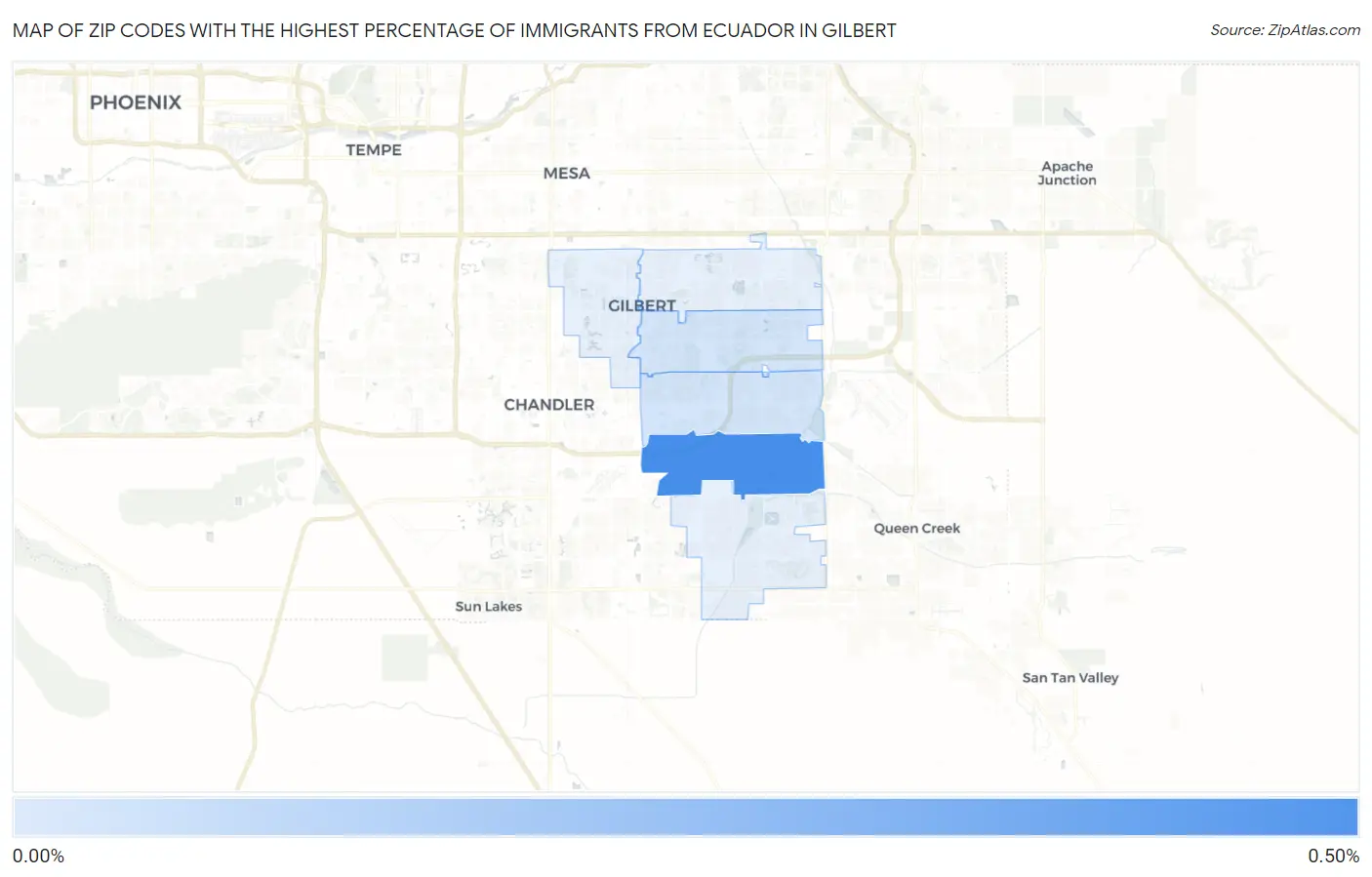 Zip Codes with the Highest Percentage of Immigrants from Ecuador in Gilbert Map