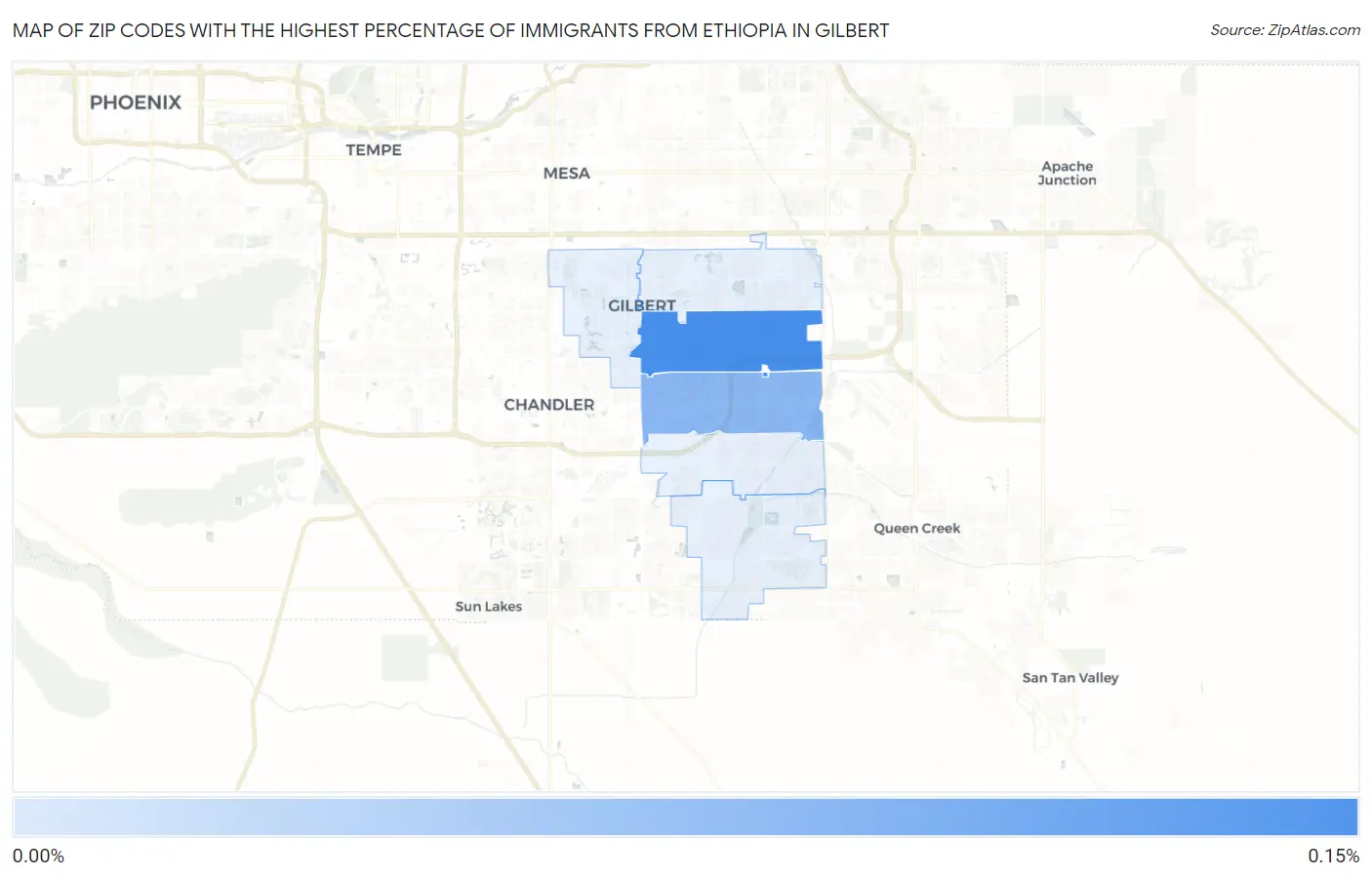 Zip Codes with the Highest Percentage of Immigrants from Ethiopia in Gilbert Map