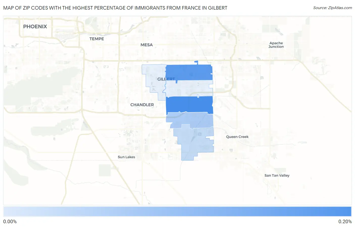 Zip Codes with the Highest Percentage of Immigrants from France in Gilbert Map