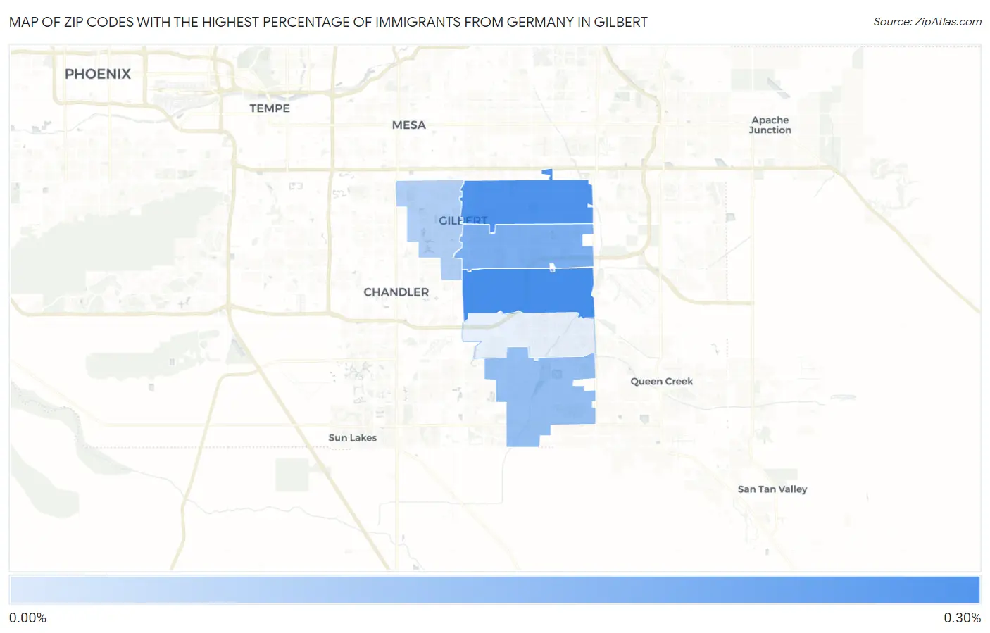 Zip Codes with the Highest Percentage of Immigrants from Germany in Gilbert Map