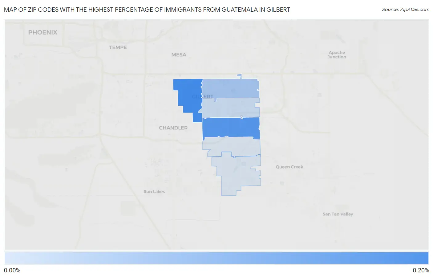 Zip Codes with the Highest Percentage of Immigrants from Guatemala in Gilbert Map