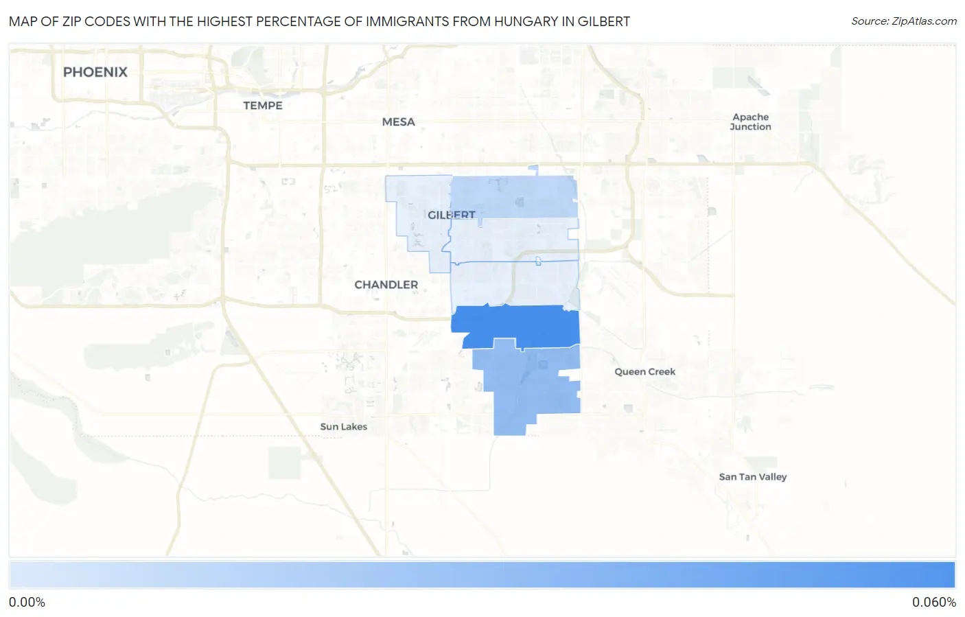 Zip Codes with the Highest Percentage of Immigrants from Hungary in Gilbert Map