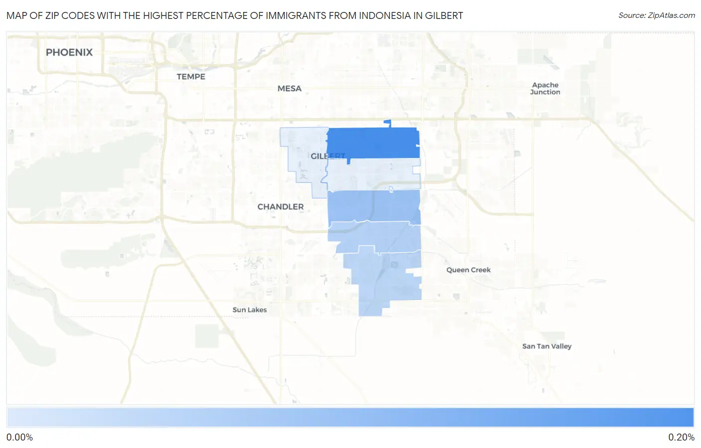 Zip Codes with the Highest Percentage of Immigrants from Indonesia in Gilbert Map