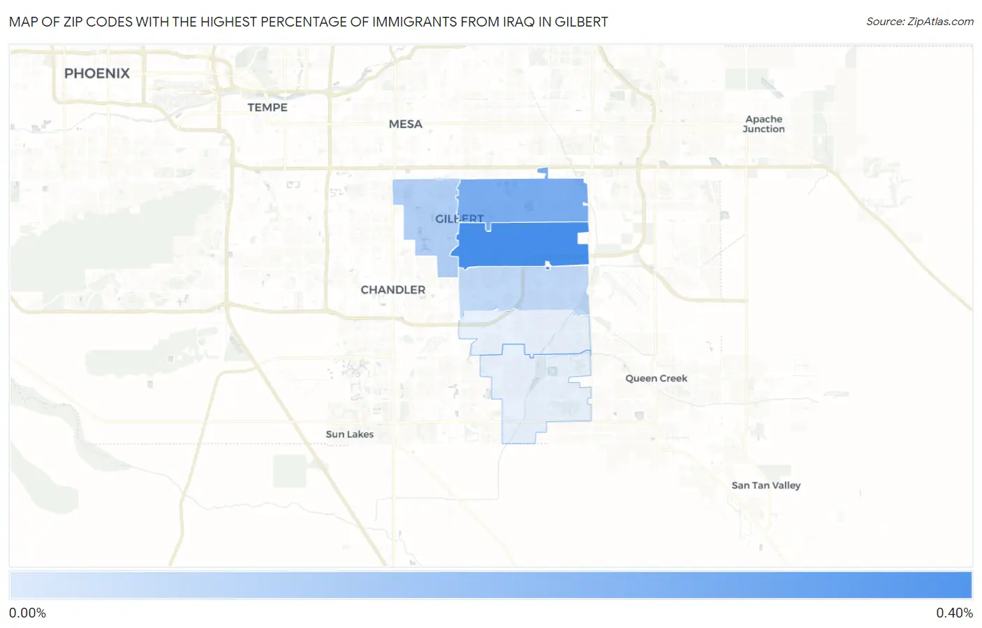 Zip Codes with the Highest Percentage of Immigrants from Iraq in Gilbert Map