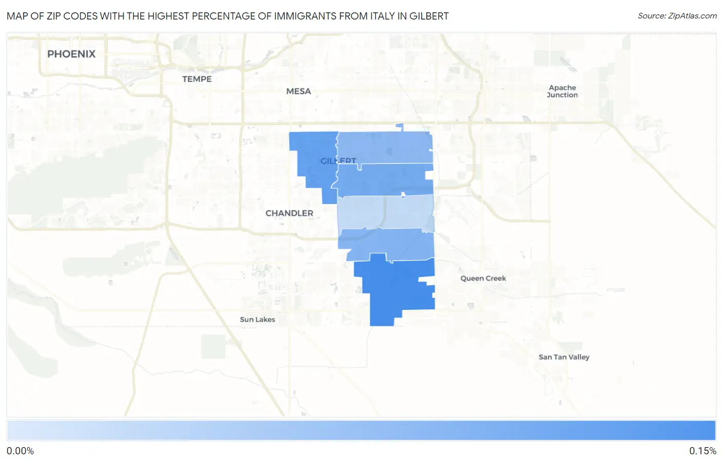 Zip Codes with the Highest Percentage of Immigrants from Italy in Gilbert Map