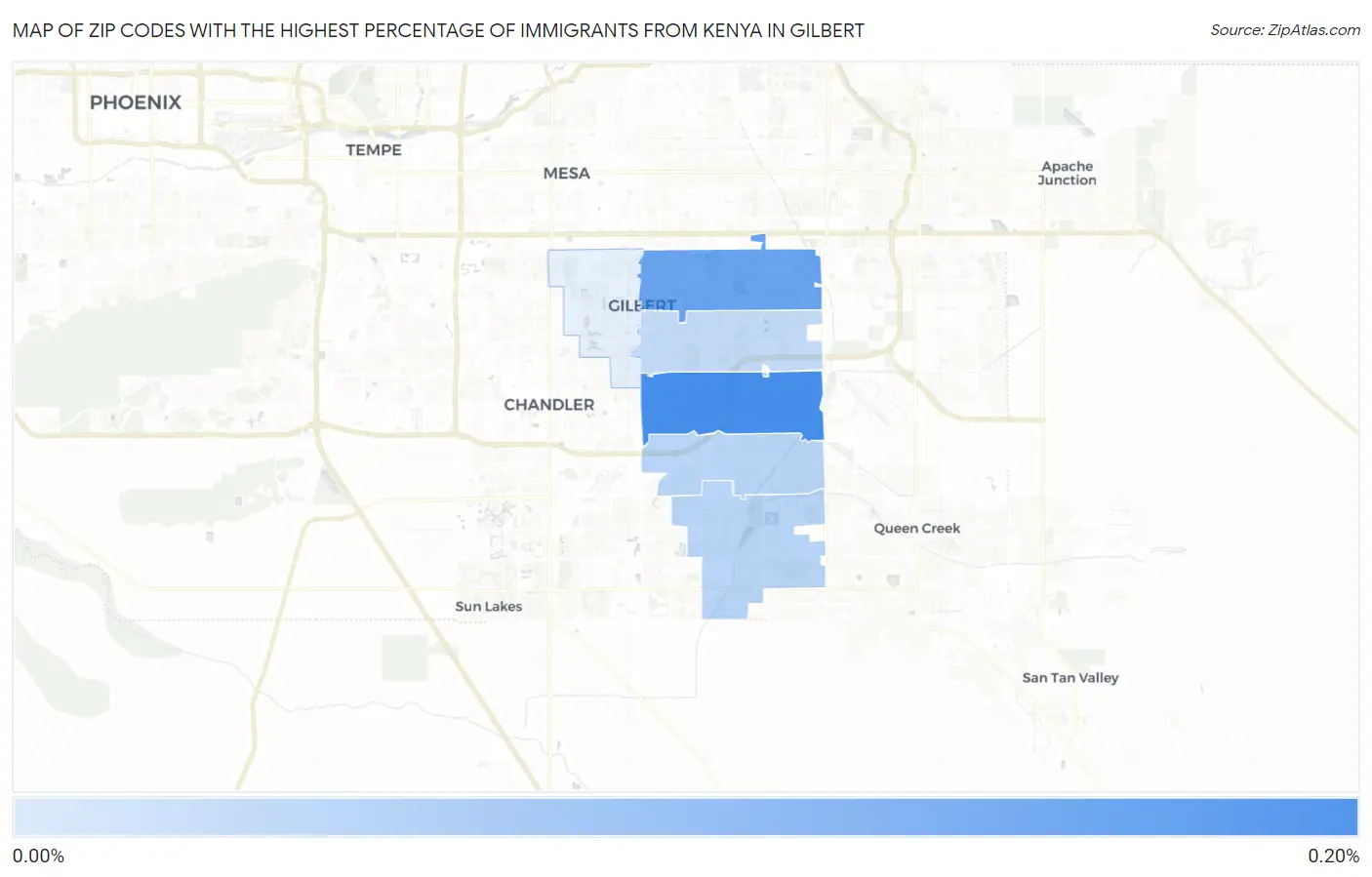 Zip Codes with the Highest Percentage of Immigrants from Kenya in Gilbert Map