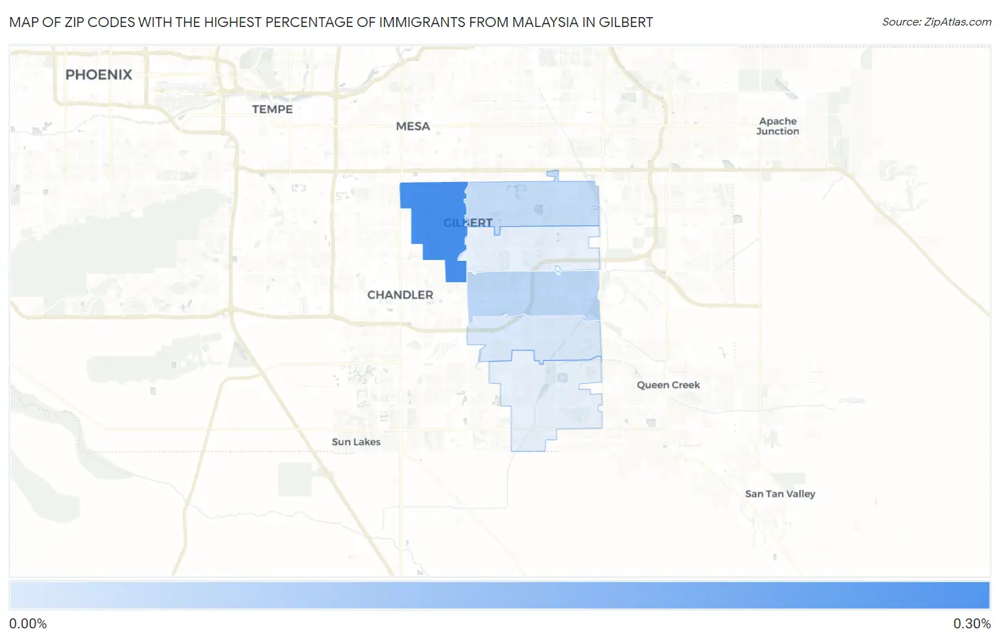 Zip Codes with the Highest Percentage of Immigrants from Malaysia in Gilbert Map