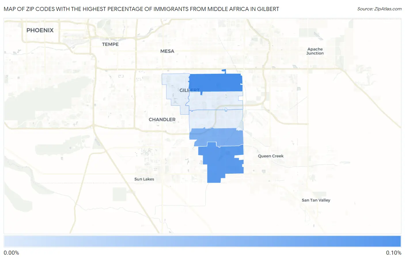 Zip Codes with the Highest Percentage of Immigrants from Middle Africa in Gilbert Map