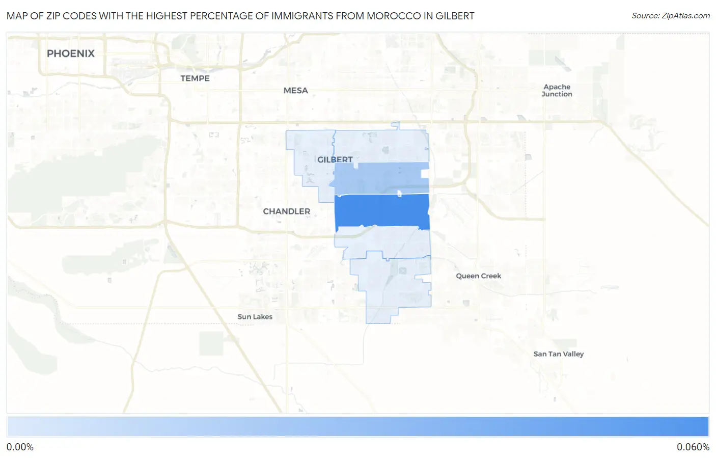 Zip Codes with the Highest Percentage of Immigrants from Morocco in Gilbert Map