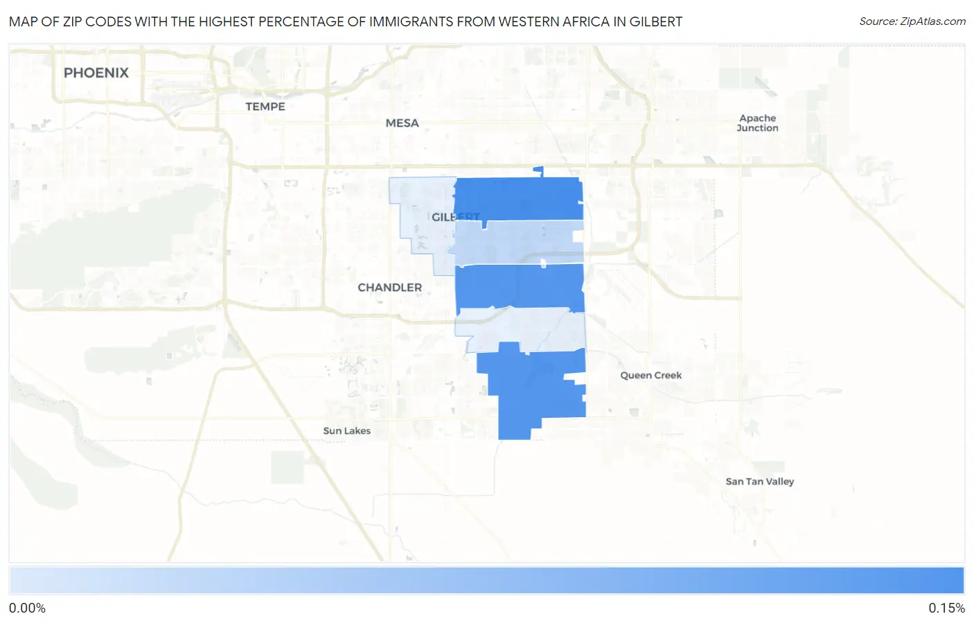 Zip Codes with the Highest Percentage of Immigrants from Western Africa in Gilbert Map