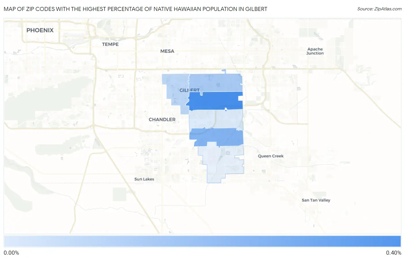 Zip Codes with the Highest Percentage of Native Hawaiian Population in Gilbert Map